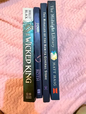 Bundle of 4 novels: The Midnight Library, The Miracles of Namiya, Four, The Wicked King