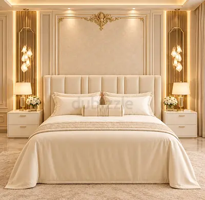 Modern Cream queen size bed Upholstered Bed with Headboard storage bed and luxury Queen bed
