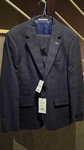 New Men’s Navy Windowpane Blazer - Size Tag Attached