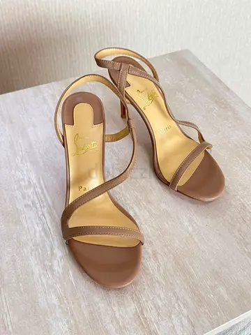 Brown leather high-heel strappy sandals - size P41 (Christian Louboutin style)