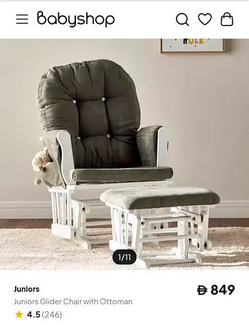 Juniors glider nursing chair with ottoman