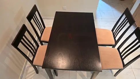 4 Seater Dining Table with Cushioned Chairs