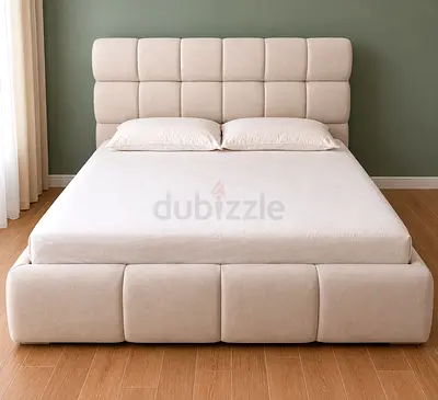 Modern Upholstered Bed Frame with Tufted Headboard and Matress (FULL BED)
