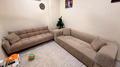 Beige 3-seater convertible and 3-seater Sofa Set - Brand New Condition