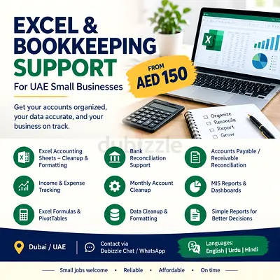 📊 EXCEL & BOOKKEEPING SUPPORT FOR UAE SMALL BUSINESSES
