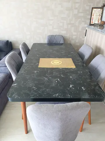 Modern 6-Seater Dining Set with Marble Finish Table