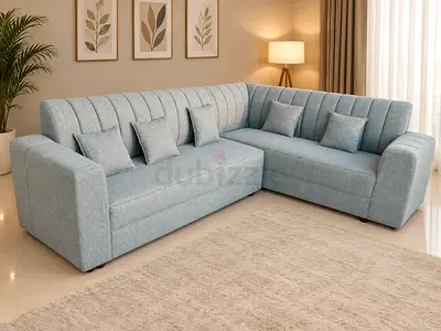 Modern Light Blue L-Shaped Corner Sofa