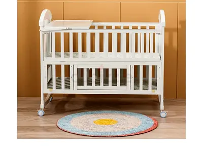 Baby cot with storage and mattress