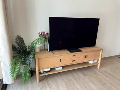 MOVE OUT SALE - Solid Wood TV Console - Light Oak finish