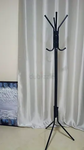 Black Metal Free-Standing Coat & Hat Rack - Tall, Slim Design