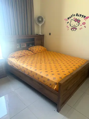 Wooden single bed frame with mattress and headboard storage and with mattress - good condition
