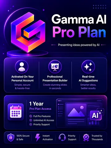 Gamma AI Pro Plan — 1 Year Activated Personal Account