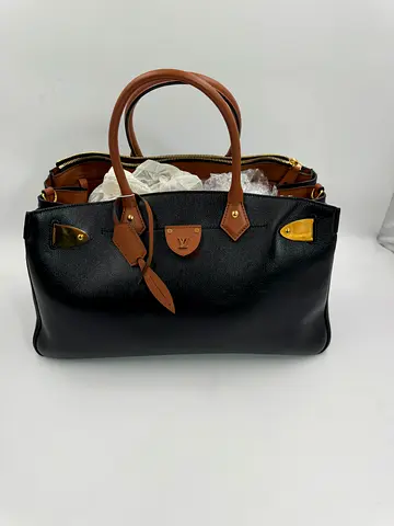 Louis vuitton black brown calfskin leather all set mm bag