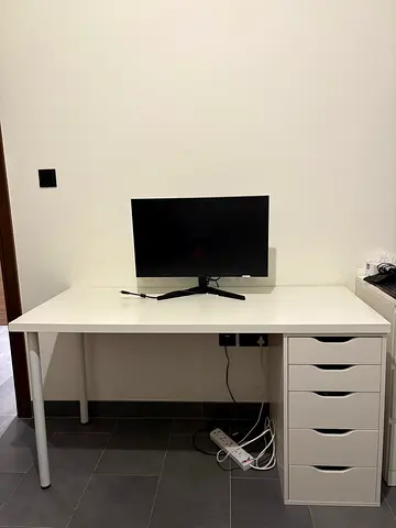IKEA LAGKAPTEN/ALEX Desk with Drawer Unit, White, 140x60cm - 8 Months