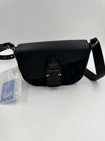 DIOR MINI SADDLE MESSENGER BAG DIOR OBLIQUE JACQUARD WITH BLACK GRAINED CALFSKIN FLAP