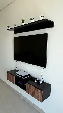 Modern Wall-Mounted TV Console with Floating Shelf