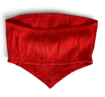 Red ribbed cropped tube top, size S