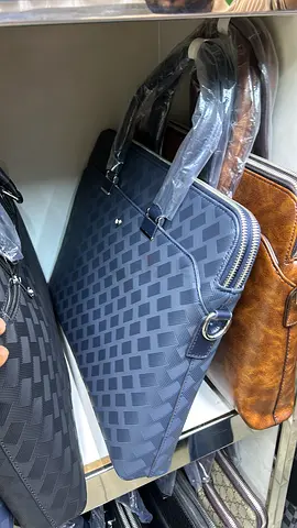 Mont Blanc Navy textured laptop briefcase - slim professional bag