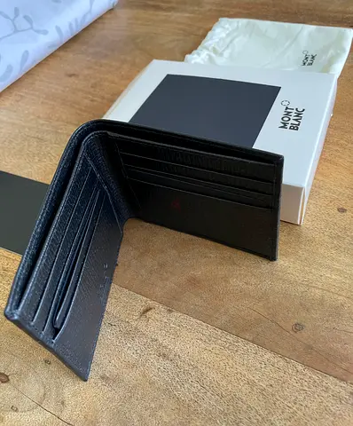 Montblanc Black Leather Bifold Wallet with Box - Brand new
