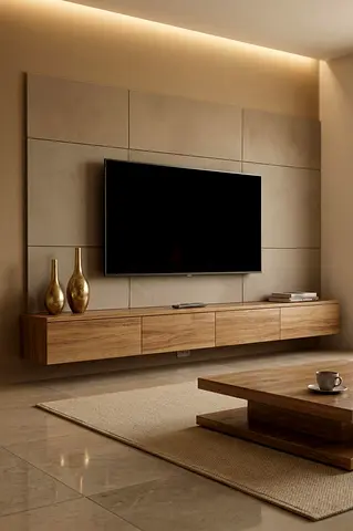 Modern floating TV unit - complete entertainment setup