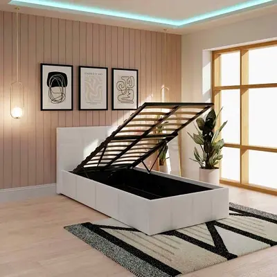 Modern Single Ottoman Bed with Lift-Up Storage