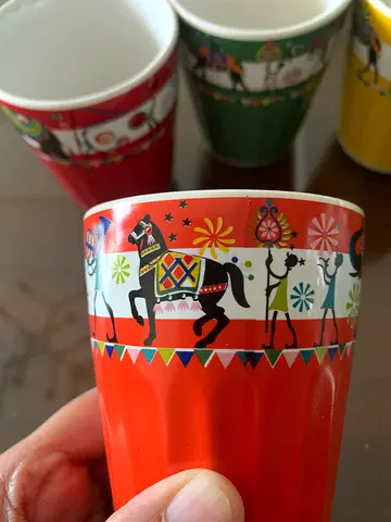 Brand New Set of 6 colorful ceramic chai / tea cups