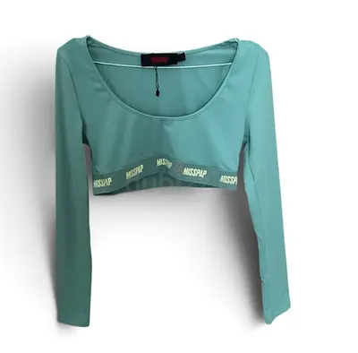 Mint green long sleeve crop top (Misspap) - size unknown but guessing around L