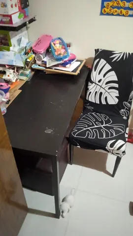Used black study desk with matching chair - compact setup