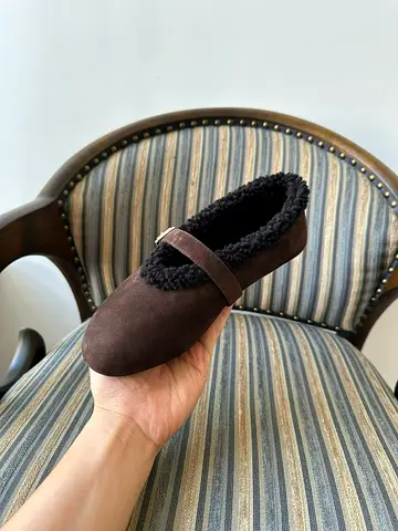 Alaïa Brown Suede Shearling Buckle Loafers