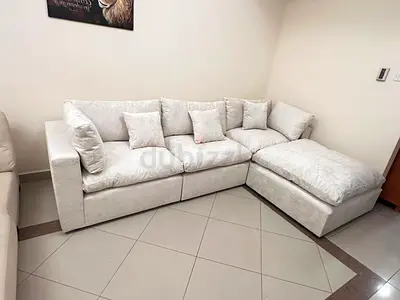 Brand New Contemporary L Shaped Corner Couch with Spacious Family Seats, Thick Plush Cushions