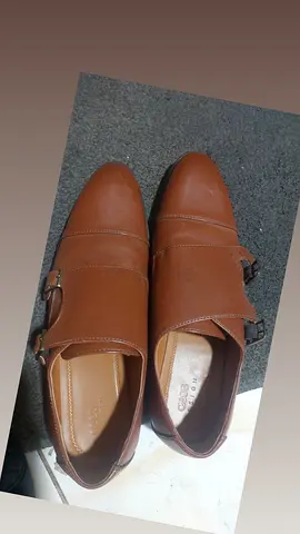 Brown leather men’s formal slip-on shoes, size 9