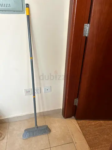 Lightweight Rubber Broom with Long Handle - Good Condition
