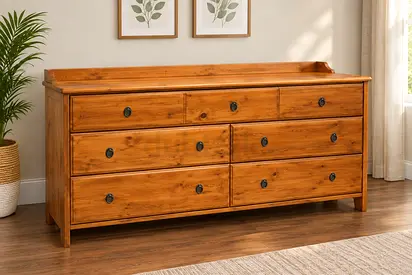 Solid Wood 7-Drawer Dresser / Sideboard - Natural Finish