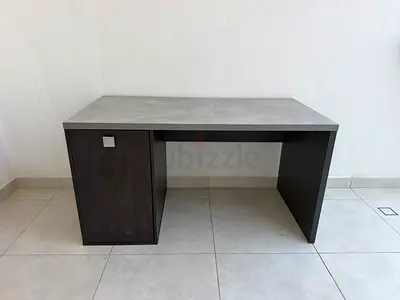 Urgent move out sale!! Compact modern study desk with storage cabinet - dark wood finish