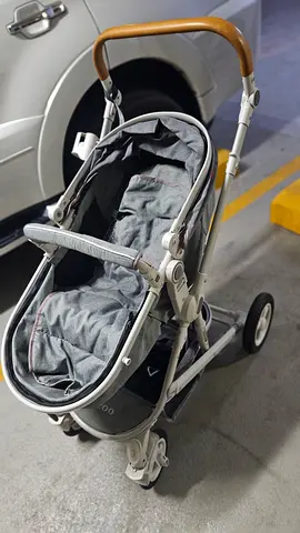 Lightweight grey pram stroller in good used condition