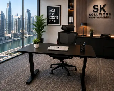 Ikea Modern black office desk and ergonomic mesh chair set - good condition