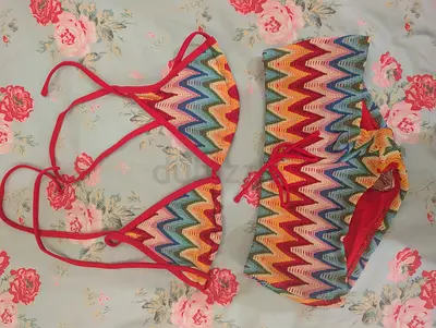 Women's Sea Molly two-piece bikini set with swim shorts, size small. Wife pictured wearing a size M