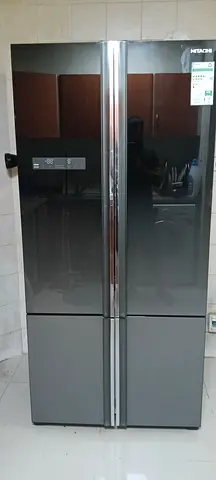 Hitachi 4-Door Side-by-Side Refrigerator - Grey, Good Condition