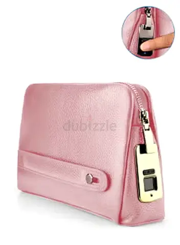 Fingerprint Lock Leather Handbag,Anti Theft Waterproof Genuine Leather Clutch Bag