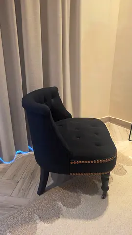 Black Upholstered Accent Chair with Studded Trim