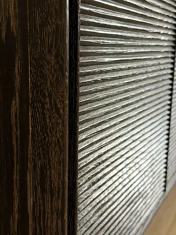 Solid Wood Side Table Cabinet with Textured Top - Dark Finish. Marina home.