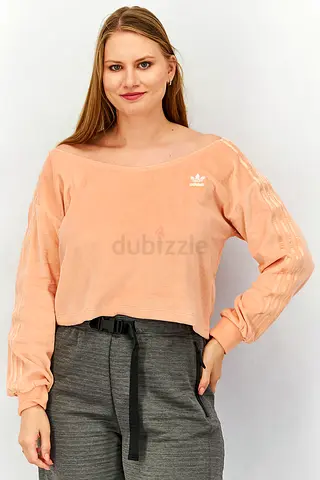 Adidas Peach Long Sleeve Casual Cropped Top - Size XS - UNUSED
