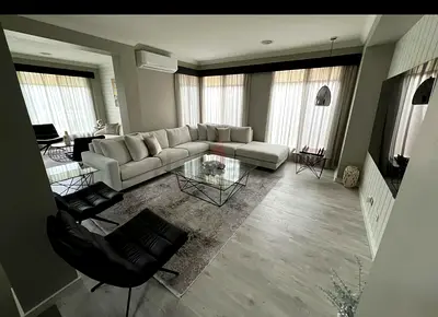 Large L-shaped Fabric Sofa Set in Beige with Cool Gel Tech — Excellent Condition