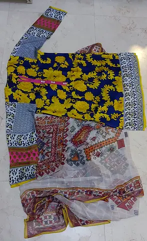 WINTER SALE! A MOST BEAUTIFUL YELLOW FLOWERED TOP / KURTI