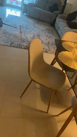 Modern beige dining chair with gold legs - four pieces