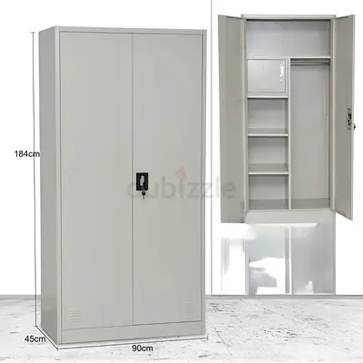 Metal Office Storage Locker Cabinet 184cm x 90cm x 45cm with Shelves & Locker