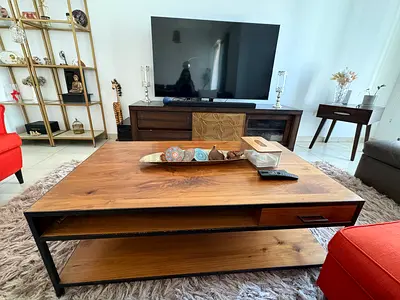 Beautiful crate and barrel solid wood coffee table for sale!
