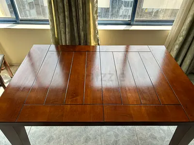 Solid Wood Dining Table - 6 Seater, Good Condition.. table can be made 6 and 8 both sizes ..