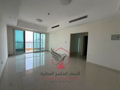 Sea view with balcony, beautiful two-bedroom apartment with a master bedroom and maid’s room, central AC paid by the owner, free parking, free gym
