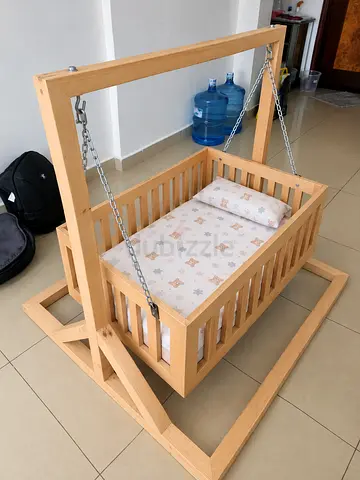 Wooden Baby Cradle with Stand ( without mattress) — Solid Pine, Gently Used